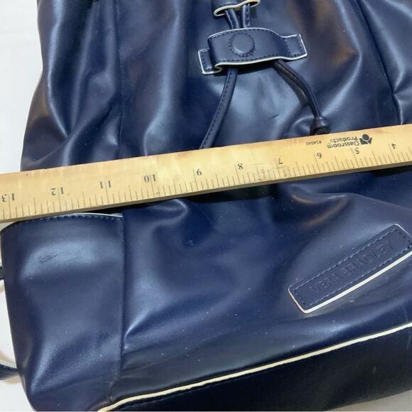 VERA BRADLEY Drawstring Backpack In Navy Blue Faux Leather Vegan - Picture 11 of 12